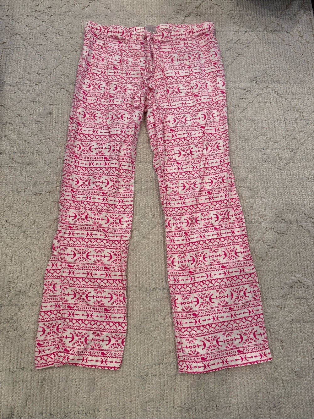 Vineyard Vines Pink Anchor Whale Print Pajama Lounge Pants Women's S